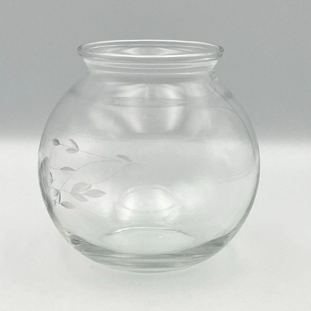 Vintage 1980s Princess House Heritage Floral Glass Jar 4
